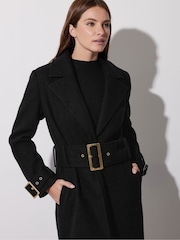 Star by Julien MacDonald Black Buckle Detail Tie Long Coat - Image 4 of 6