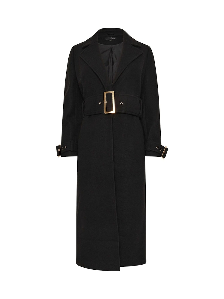 Star by Julien MacDonald Black Buckle Detail Tie Long Coat - Image 6 of 6