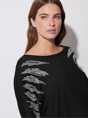 Star by Julien MacDonald Black Diamante Detail Grown On Sleeve Top - Image 4 of 5