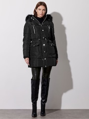 Star by Julien MacDonald Black Faux Fur Trim Padded Jacket - Image 2 of 6