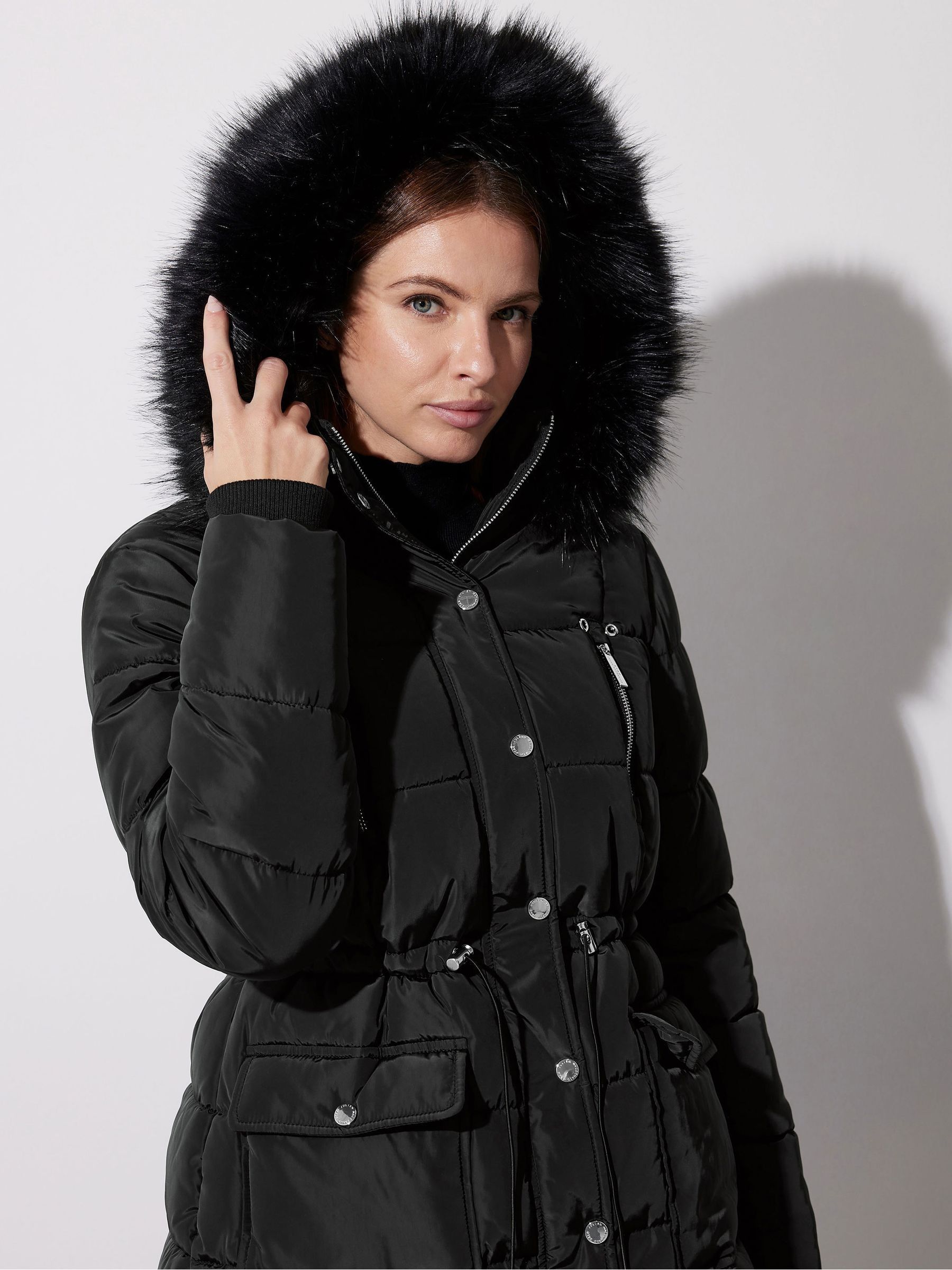 Buy Star by Julien MacDonald Black Faux Fur Trim Padded Jacket