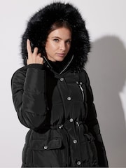 Star by Julien MacDonald Black Faux Fur Trim Padded Jacket - Image 5 of 6