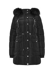 Star by Julien MacDonald Black Faux Fur Trim Padded Jacket - Image 6 of 6