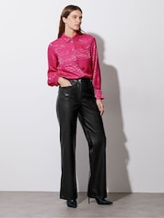 Star by Julien MacDonald Black PU Wide Leg Chain Trousers - Image 2 of 7