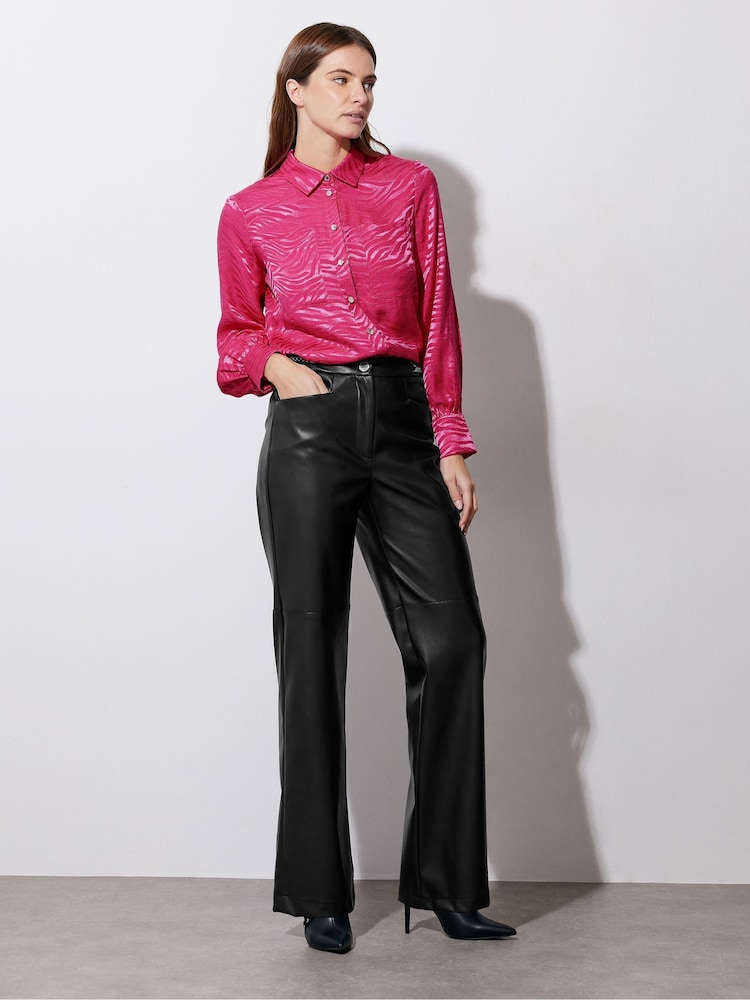 Star by Julien MacDonald Black PU Wide Leg Chain Trousers - Image 2 of 7