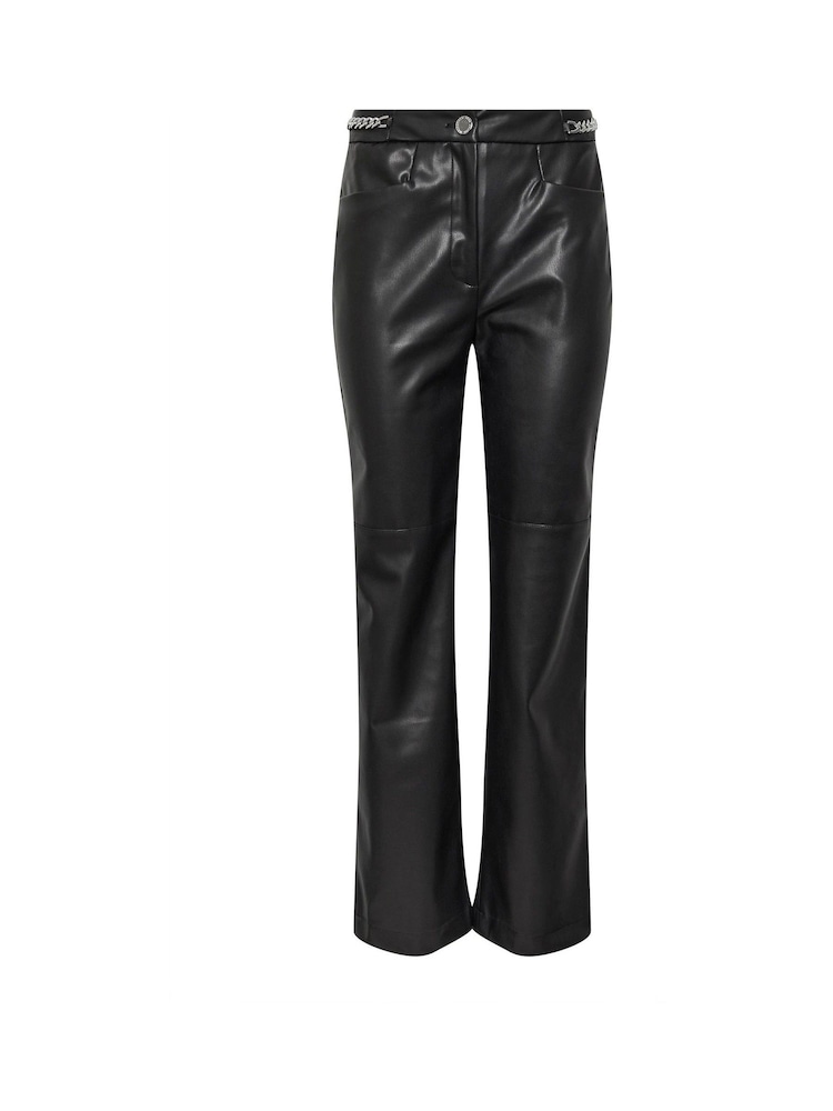 Star by Julien MacDonald Black PU Wide Leg Chain Trousers - Image 7 of 7