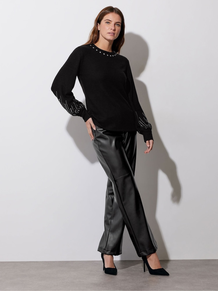 Star by Julien MacDonald Black Knitted Stud Detail Jumper - Image 1 of 6