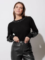 Star by Julien MacDonald Black Knitted Stud Detail Jumper - Image 2 of 6