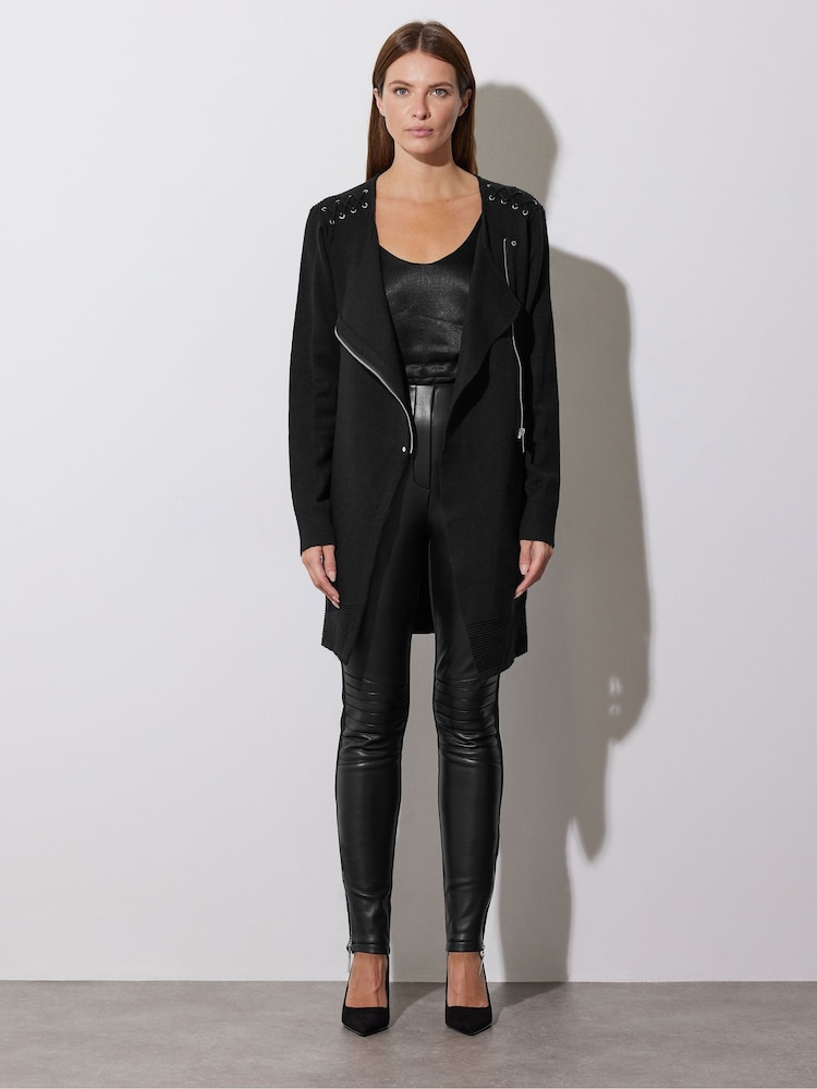 Star by Julien MacDonald Black Eyelet Zip-Up Cardigan - Image 1 of 6
