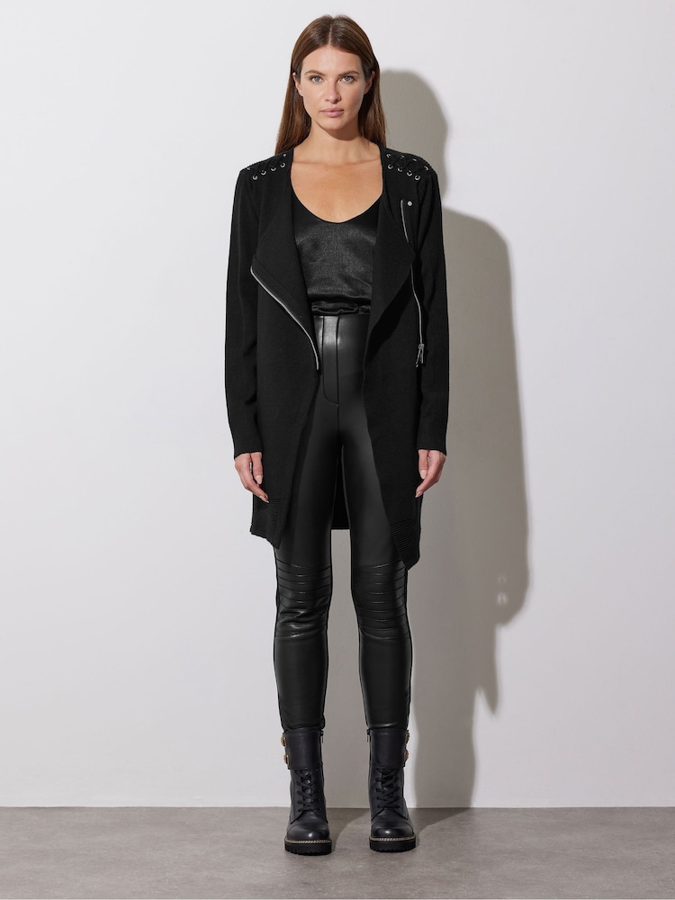 Star by Julien MacDonald Black Eyelet Zip-Up Cardigan - Image 2 of 6