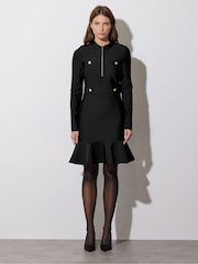 Star by Julien MacDonald Black Bodycon Frill Detail Dress - Image 1 of 6