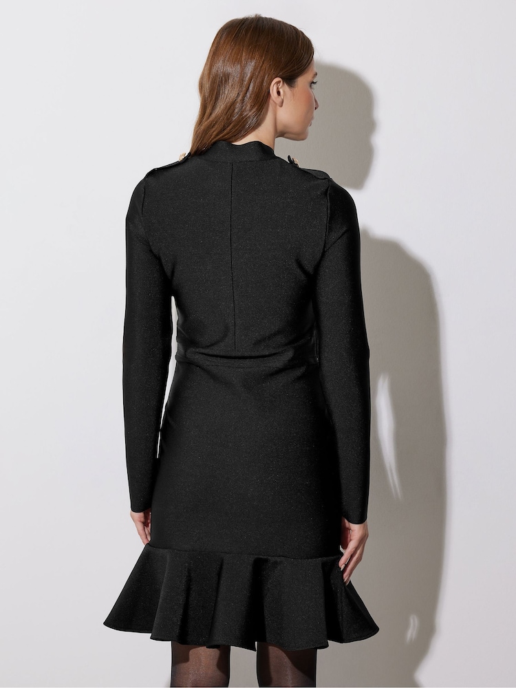Star by Julien MacDonald Black Bodycon Frill Detail Dress - Image 2 of 6