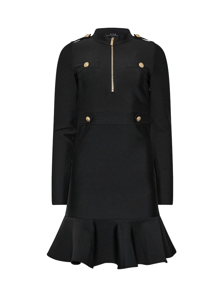 Star by Julien MacDonald Black Bodycon Frill Detail Dress - Image 6 of 6