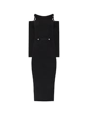 Star by Julien MacDonald Black Knitted Ribbed Studded Detail Dress - Image 6 of 6