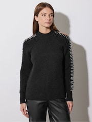 Star by Julien MacDonald Black Embellished Sleeve Jumper - Image 1 of 6