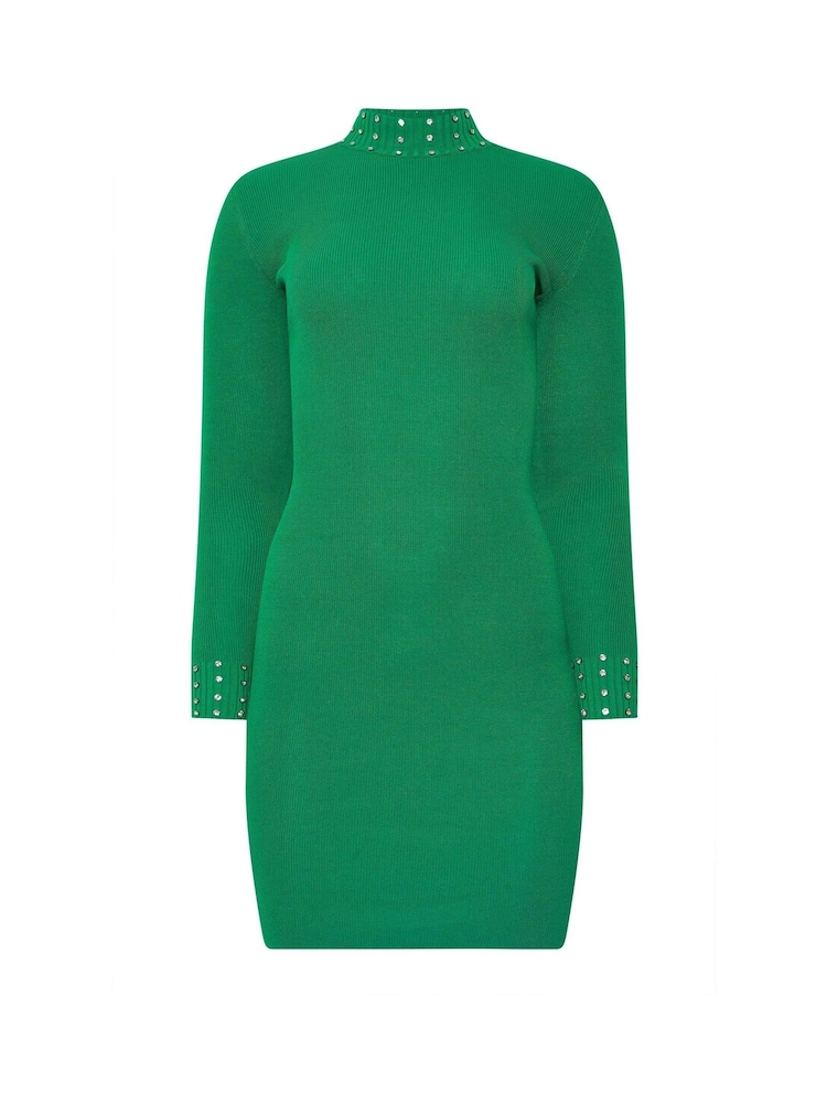 Star by Julien MacDonald Green Studded Diamante Knitted Dress - Image 6 of 6
