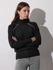 Star by Julien MacDonald Black Studded Raglan Rollneck Jumper - Image 2 of 5