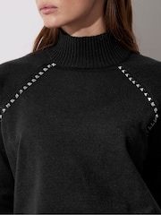 Star by Julien MacDonald Black Studded Raglan Rollneck Jumper - Image 4 of 5