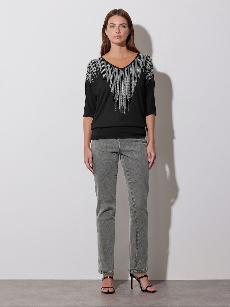 Star by Julien MacDonald Black Embellished Neckline Top - Image 1 of 5