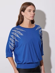 Синий - Star by Julien MacDonald Diamante Detail Grown On Sleeve Top - Изображение 4 из 5