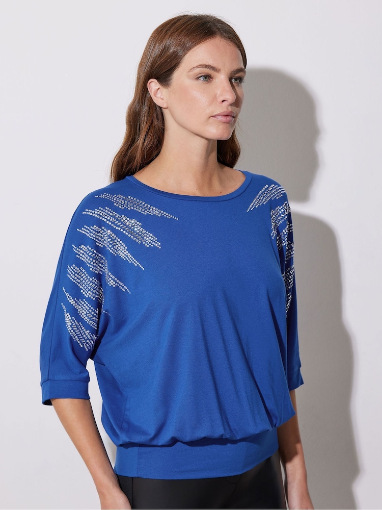 Star by Julien MacDonald Blue Diamante Detail Grown On Sleeve Top - Image 4 of 5