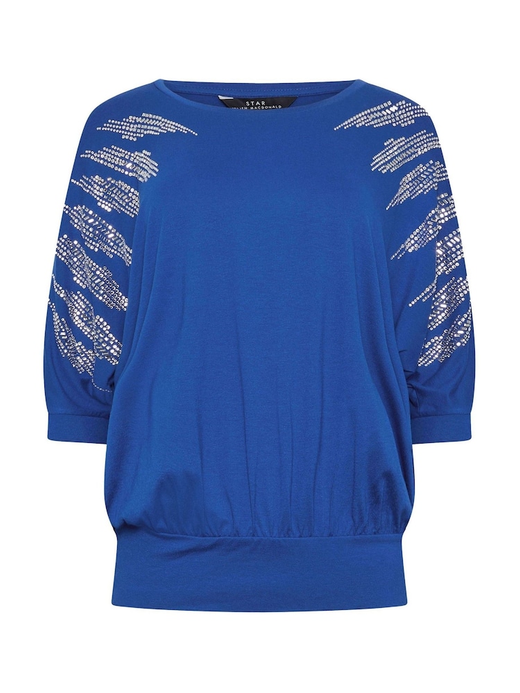 Синий - Star by Julien MacDonald Diamante Detail Grown On Sleeve Top - Изображение 5 из 5