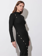 Star by Julien MacDonald Black Button Detail Knitted Dress - Image 5 of 6