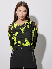 Star by Julien MacDonald Green Ruched Cold Shoulder Top - Image 1 of 6