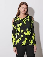 Star by Julien MacDonald Green Ruched Cold Shoulder Top - Image 3 of 6