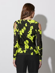 Star by Julien MacDonald Green Ruched Cold Shoulder Top - Image 4 of 6