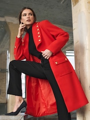 Star by Julien MacDonald Red Studded Collar Detail Coat - Image 1 of 7
