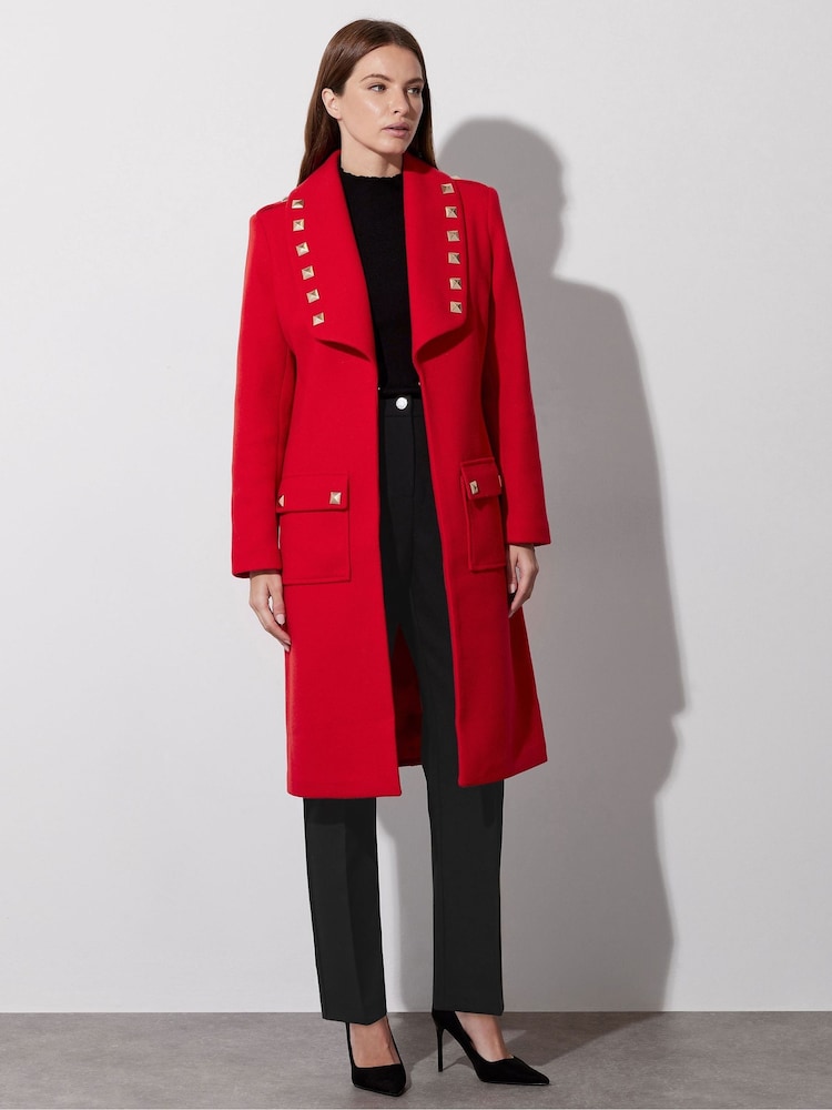 Star by Julien MacDonald Red Studded Collar Detail Coat - Image 2 of 7