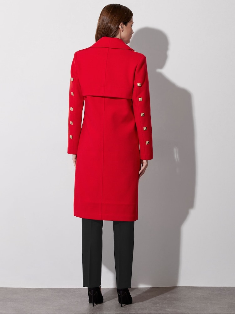 Star by Julien MacDonald Red Studded Collar Detail Coat - Image 4 of 7