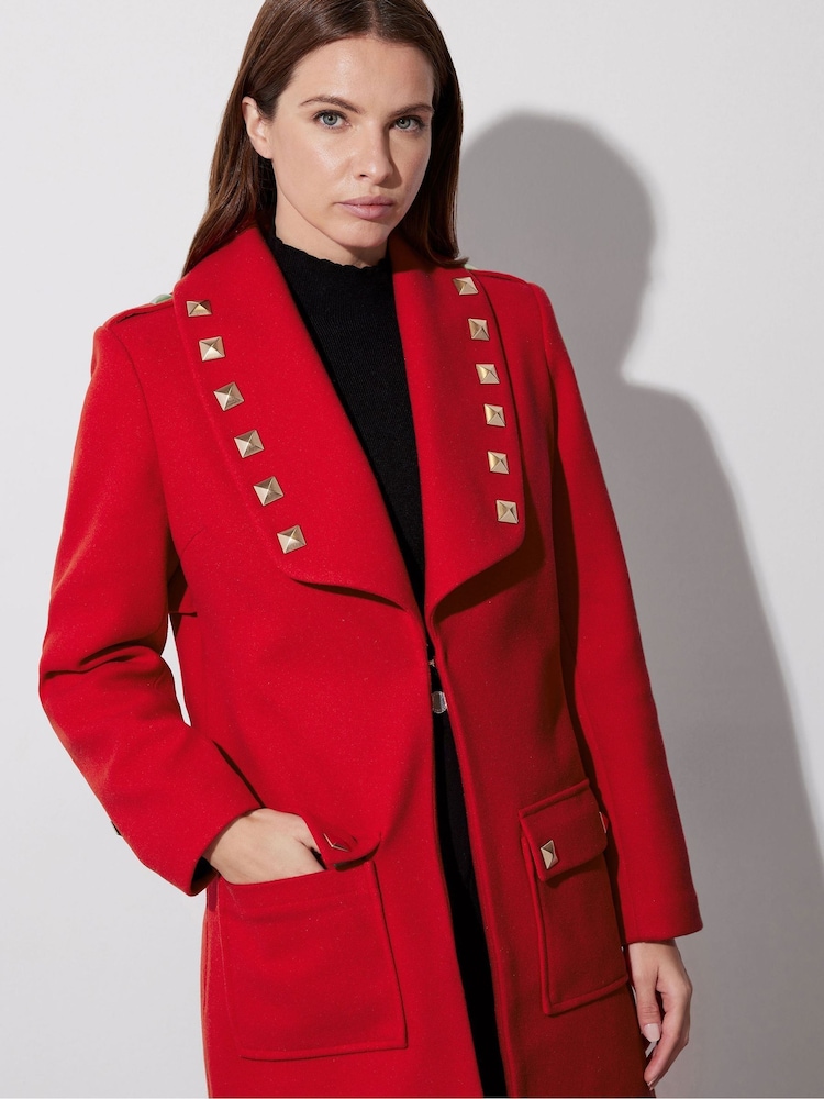 Star by Julien MacDonald Red Studded Collar Detail Coat - Image 5 of 7