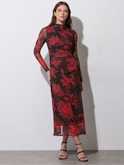 Star by Julien MacDonald Red Paisley Mesh Maxi Dress - Image 1 of 6