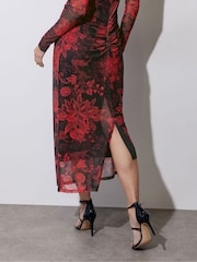 Star by Julien MacDonald Red Paisley Mesh Maxi Dress - Image 5 of 6