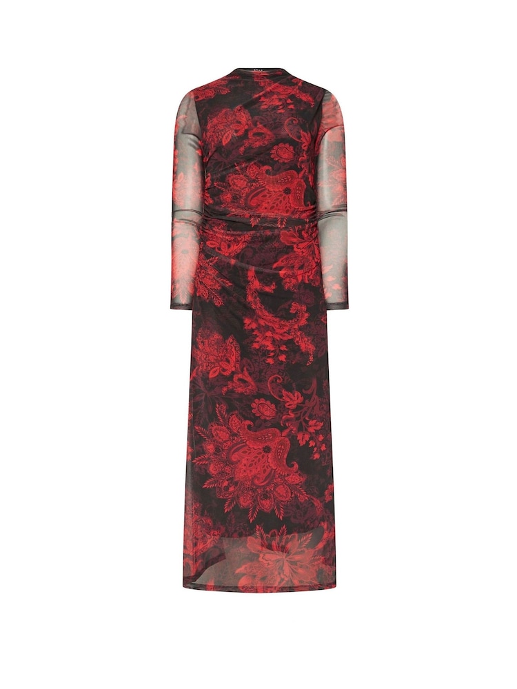 Star by Julien MacDonald Red Paisley Mesh Maxi Dress - Image 6 of 6