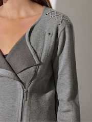 Star by Julien MacDonald Grey Eyelet Zip-Up Cardigan - Image 5 of 6