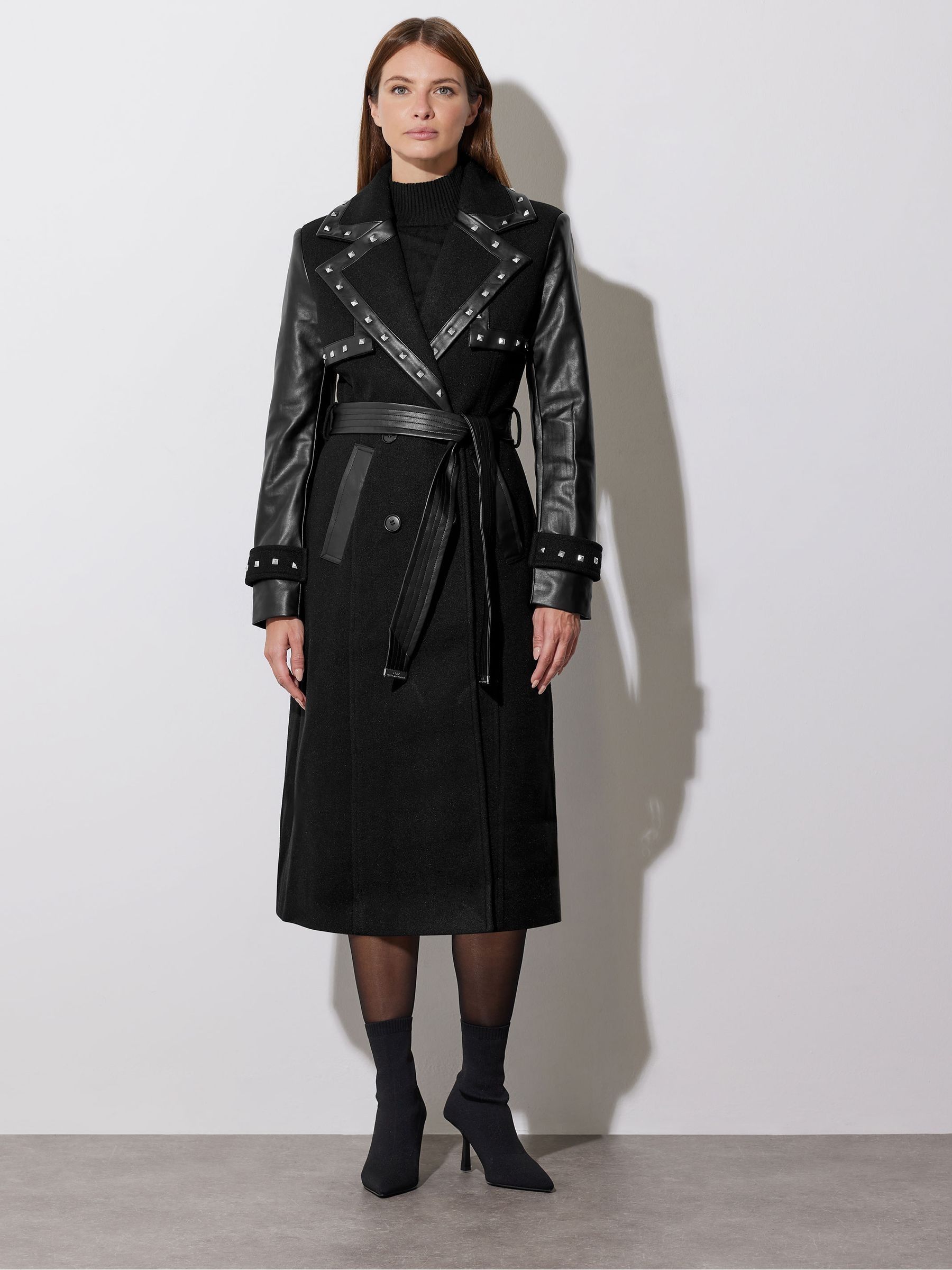 Buy Star by Julien MacDonald Black Studded PU Detail Coat