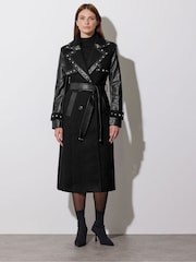 Star by Julien MacDonald Black Studded PU Detail Coat - Image 3 of 6