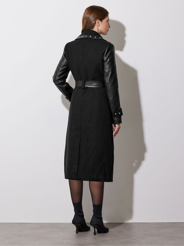 Star by Julien MacDonald Black Studded PU Detail Coat - Image 5 of 6