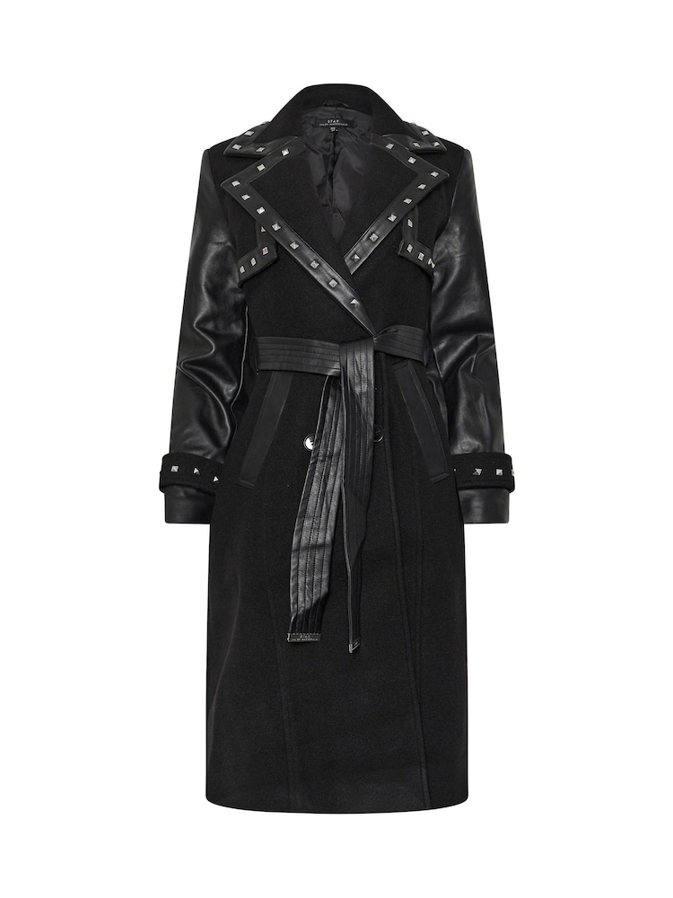 Star by Julien MacDonald Black Studded PU Detail Coat - Image 6 of 6