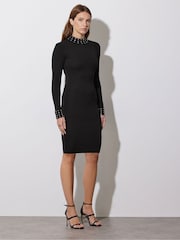 Черный - Star by Julien MacDonald Studded Diamante Knitted Dress - Image 1 of 6