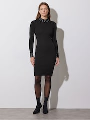 Черный - Star by Julien MacDonald Studded Diamante Knitted Dress - Image 2 of 6