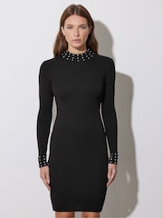 Черный - Star by Julien MacDonald Studded Diamante Knitted Dress - Image 4 of 6
