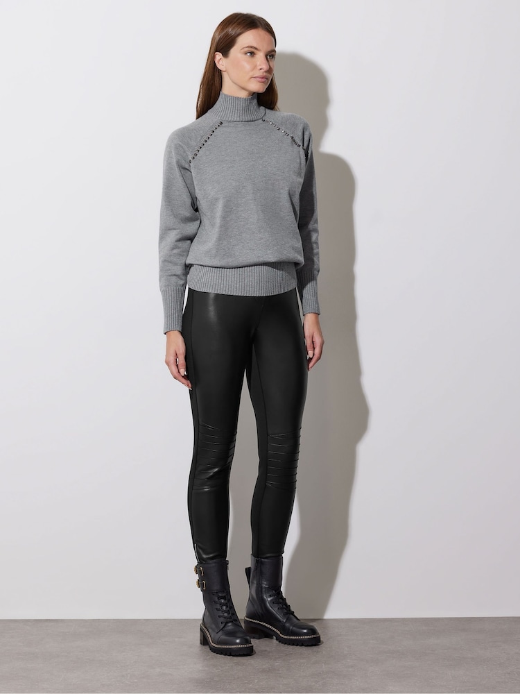Star by Julien MacDonald Grey Studded Raglan Rollneck Jumper - Image 3 of 6