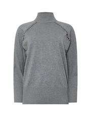 Star by Julien MacDonald Grey Studded Raglan Rollneck Jumper - Image 6 of 6