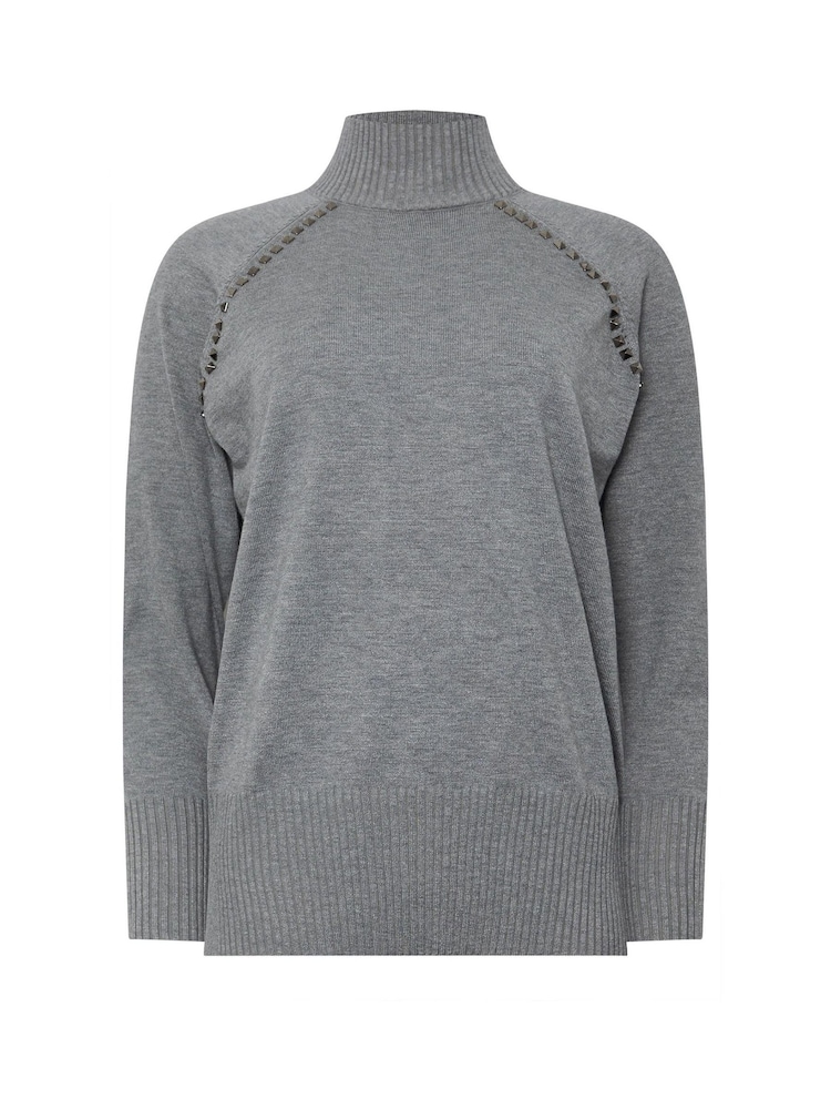 Star by Julien MacDonald Grey Studded Raglan Rollneck Jumper - Image 6 of 6