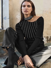 Star by Julien MacDonald Black Embellished Asymetric Jumper - Image 2 of 6