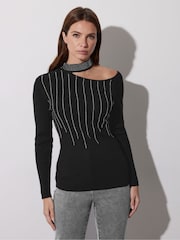 Star by Julien MacDonald Black Embellished Asymetric Jumper - Image 5 of 6